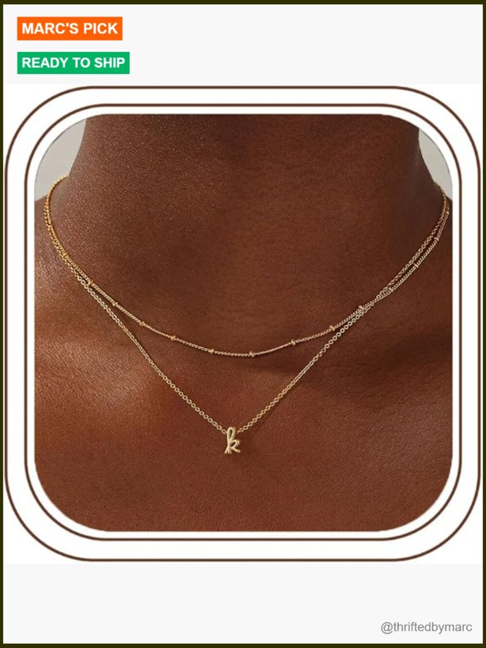 Layered Initial Necklace Set with Adjustable Chains